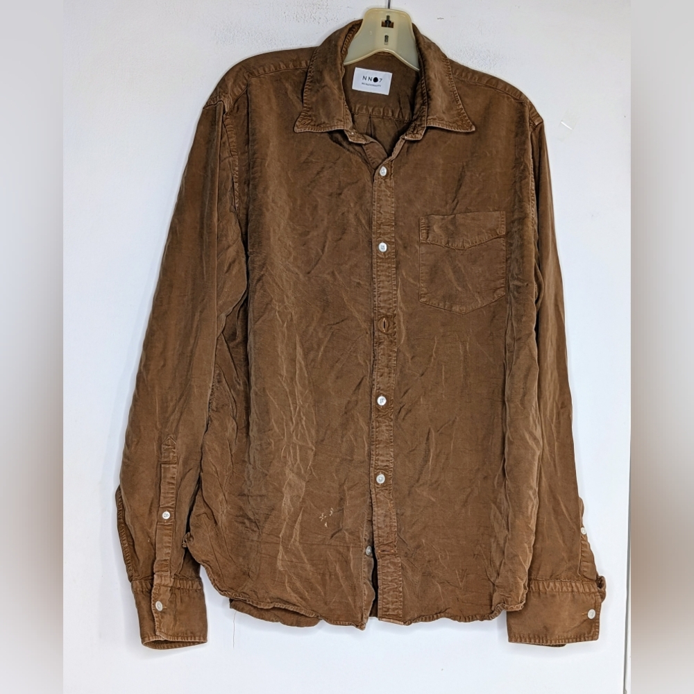 NN07 No Nationality Levon Button Down Shirt in Brown